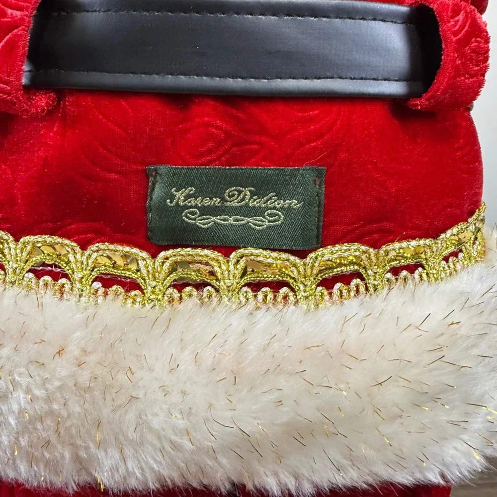 Karen Didion Santa Claus Figurine 33in Red Velvet Lighted Tree Bell Handcrafted
